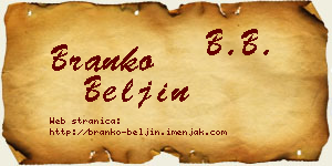 Branko Beljin vizit kartica